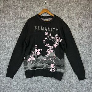 RGSTR Humanity Size XL Sweater Jet Black Gray-Pink.
